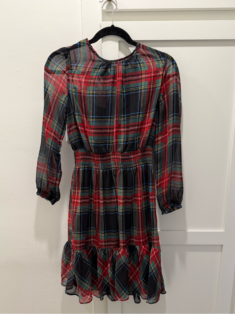 J. Crew Red and Black Plaid Long Sleeve Dress